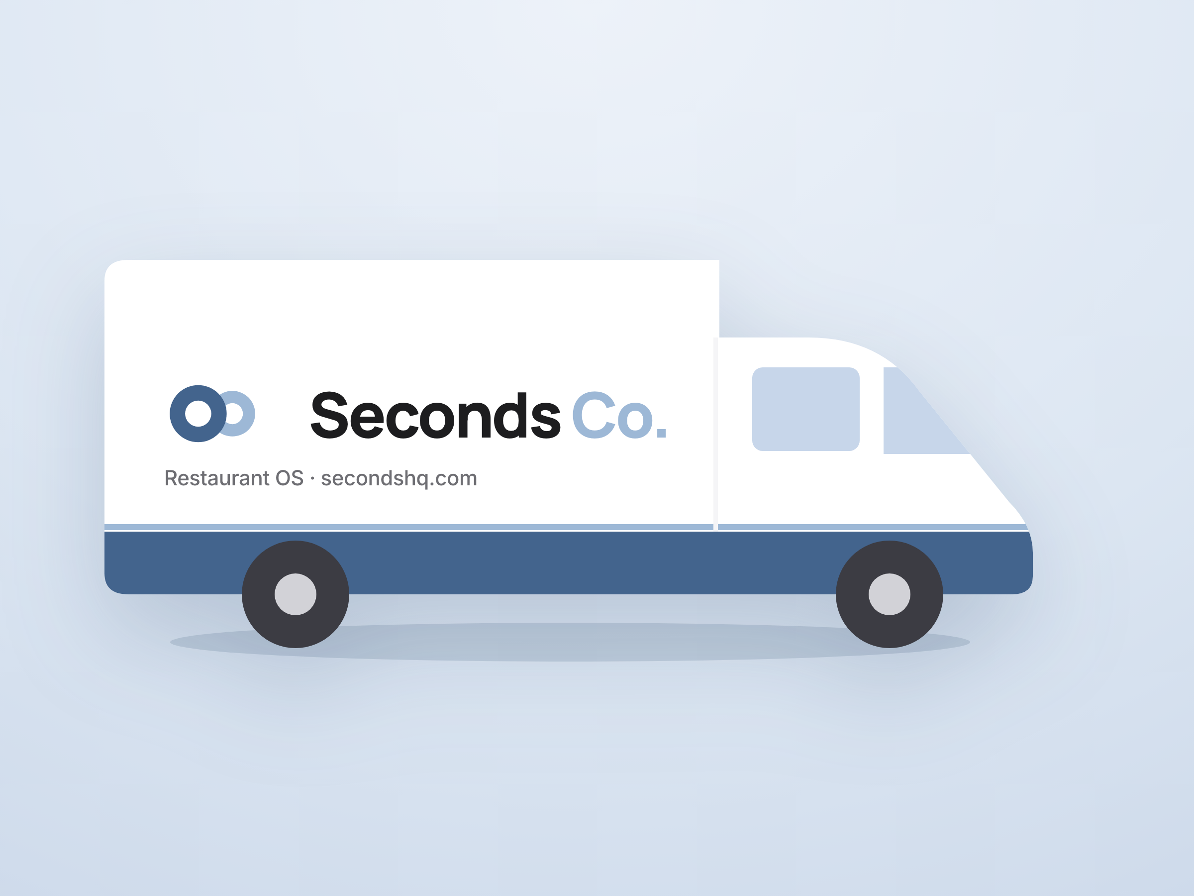 Van mockup with the lockup on the cargo panel and a full plate of clear space on every side